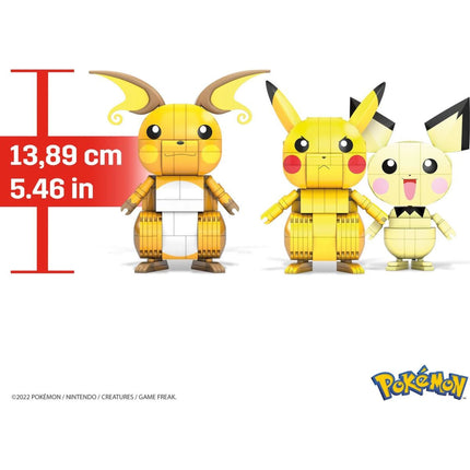MEGA Baue und stelle Pikachu und sein Entwicklungs-Trio aus Pokémon zusammen