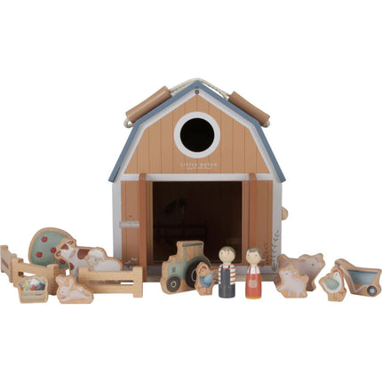 Tragbares Holzpuppenhaus Bauernhof