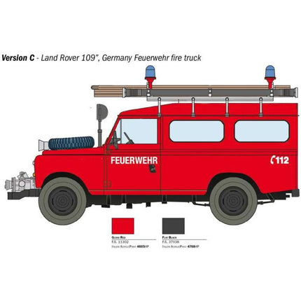Modellbausatz Auto 3660 Land Rover Feuerwehrwagen 1:24