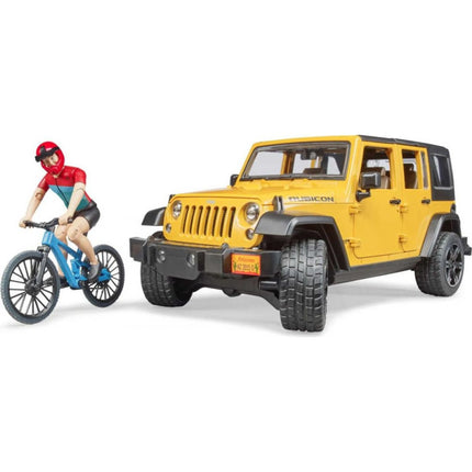 Bruder 2543 Jeep Wrangler Rubicon mit Mountainbike und Radfahrer 1:16