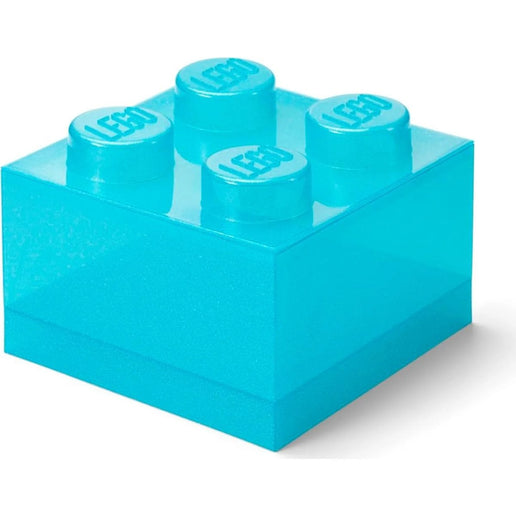 LEGO® Aufbewahrungsbox 4 mit Deckel Glitzerblau