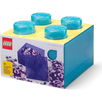 LEGO® Aufbewahrungsbox 4 mit Deckel Glitzerblau