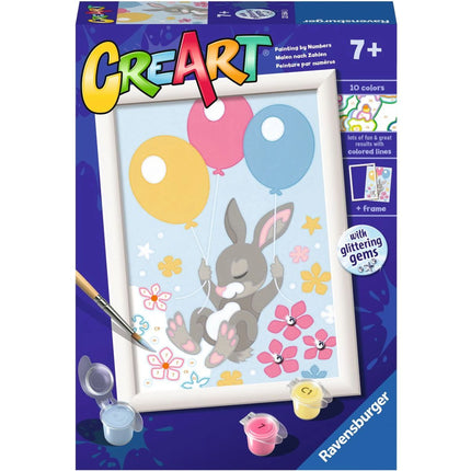 CreArt Fliegendes Häschen mit Luftballons (mit glitzernden Steinchen)