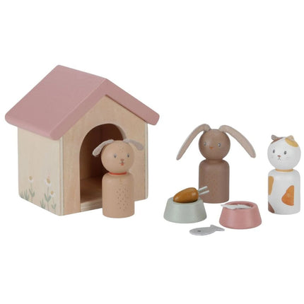 Set Haustiere für das Puppenhaus aus Holz