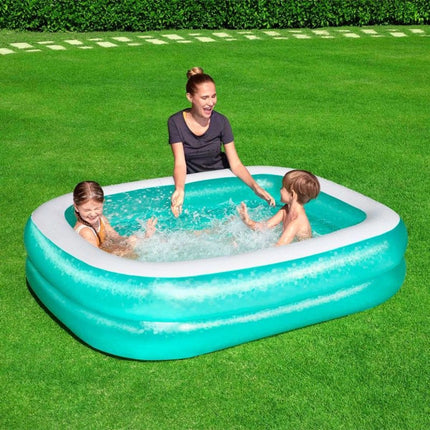 Bestway Aufblasbarer rechteckiger Pool blau mit weißem Rand