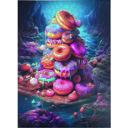 Holzpuzzle Haufen Donuts A3