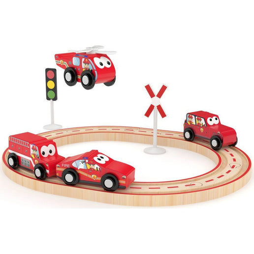 J'ADORE Spielset mit Schienen Feuerwehr 16 Stk.