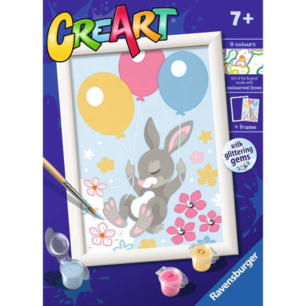 CreArt Fliegendes Häschen mit Luftballons (mit glitzernden Steinchen)