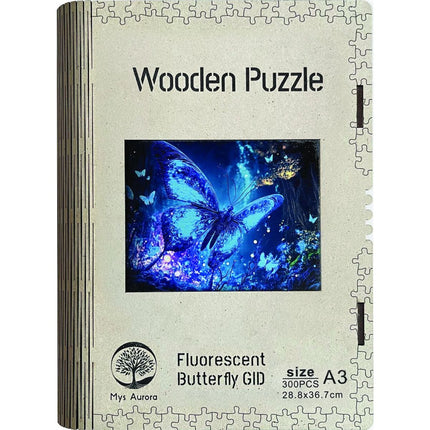 Holzpuzzle Schmetterling A3 GID leuchtend im Dunkeln