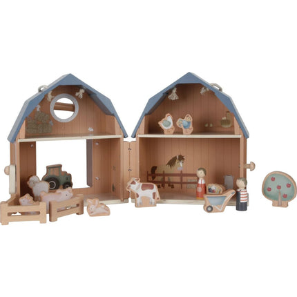 Tragbares Holzpuppenhaus Bauernhof