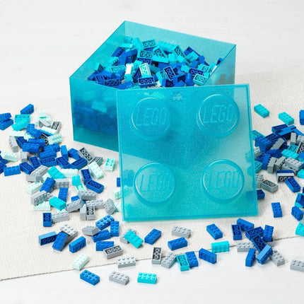 LEGO® Aufbewahrungsbox 4 mit Deckel Glitzerblau