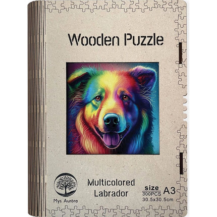 Holzpuzzle Mehrfarbiger Labrador A3