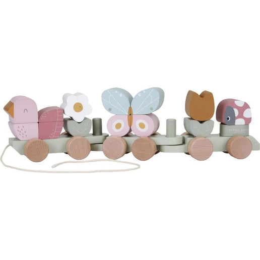 Holzzug Blumen und Schmetterlinge