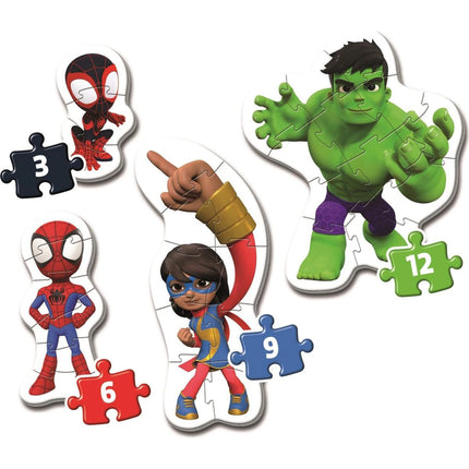 Meine ersten Puzzle 3, 6, 9 und 12 Teile Spidey Marvel - Spidey und seine Super-Freunde