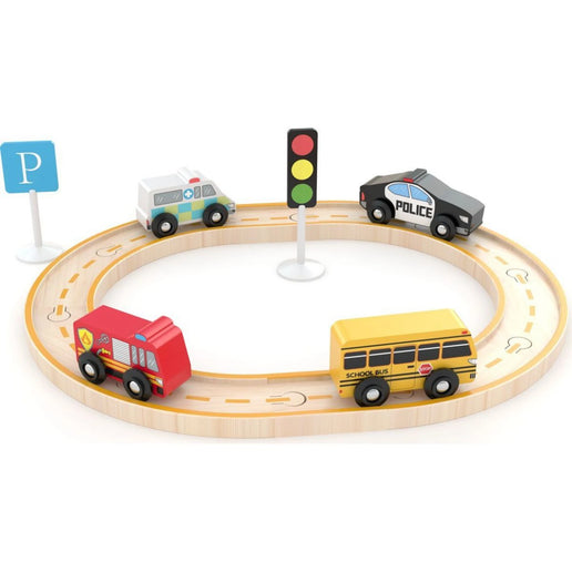 J'ADORE Spielset mit Schienen Stadtfahrzeuge 16 Stk.
