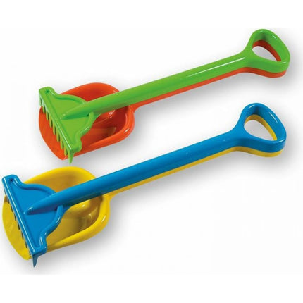 Schaufel und Harke groß – blaue Schaufel – rote Harke