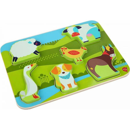 Bauernhoftiere Holz-Steckpuzzle 7 Teile