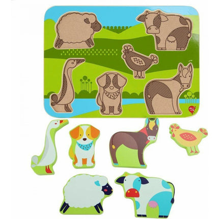 Bauernhoftiere Holz-Steckpuzzle 7 Teile