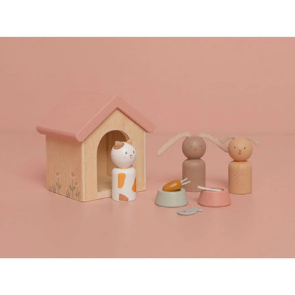 Set Haustiere für das Puppenhaus aus Holz