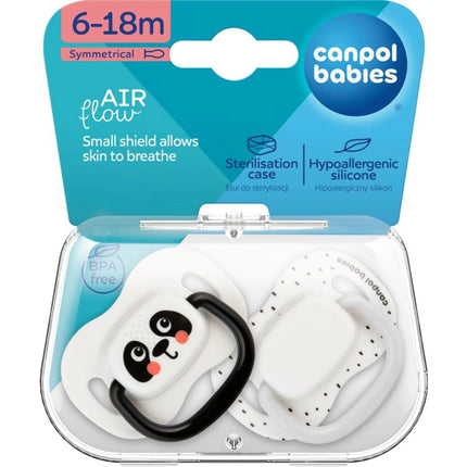 Set symmetrischer Silikonschnuller BabiesBoo 6 - 18m 2 Stk. weiß