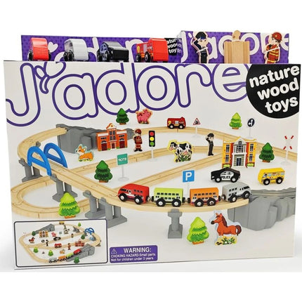 J'ADORE Holz-Zugstrecke mit Brücke und Zubehör