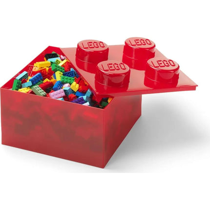LEGO® Aufbewahrungsbox 4 mit Deckel Transparent rot