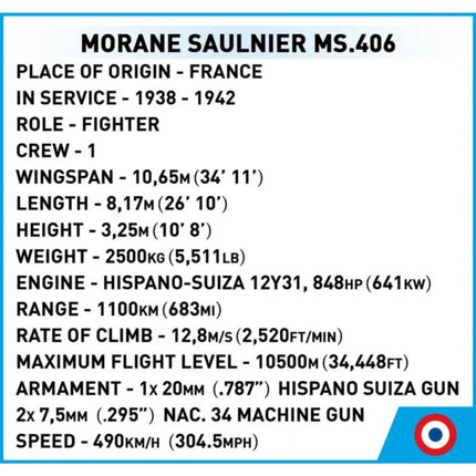 Cobi 5724 Zweiter Weltkrieg Morane Saulnier MS.406 317 Teile
