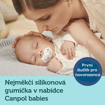 Set symmetrischer Silikonschnuller Light touch 0–6 m Royal Baby blau