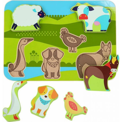 Bauernhoftiere Holz-Steckpuzzle 7 Teile