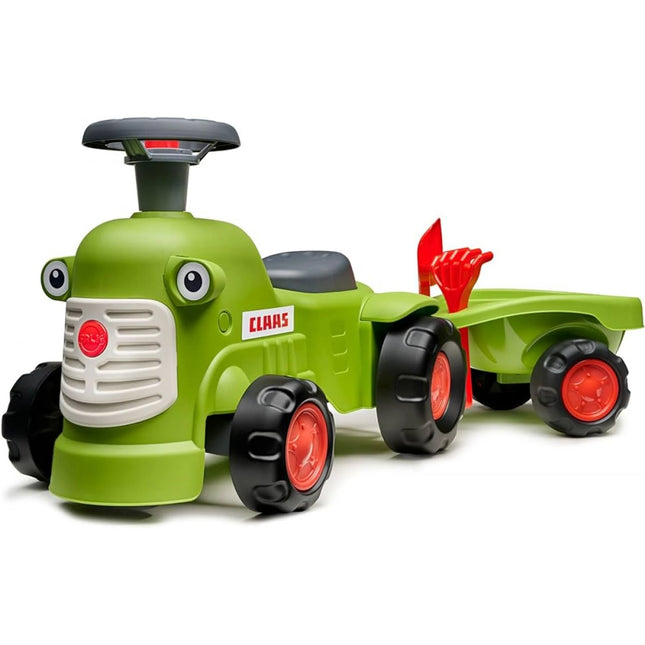 FALK Rutschfahrzeug Traktor Claas hellgrün mit Anhänger