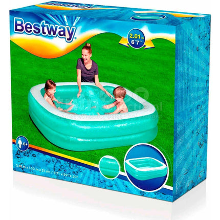 Bestway Aufblasbarer rechteckiger Pool blau mit weißem Rand
