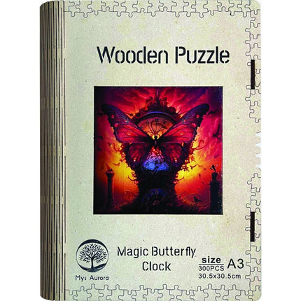 Holzpuzzle Schmetterlingsuhr A3