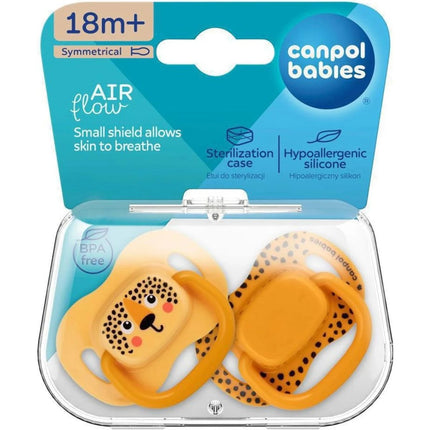 Set symmetrischer Silikonschnuller BabiesBoo 18m+ 2 Stk. orange