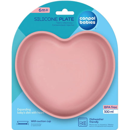 Silikonteller mit Saugnapf Herz rosa