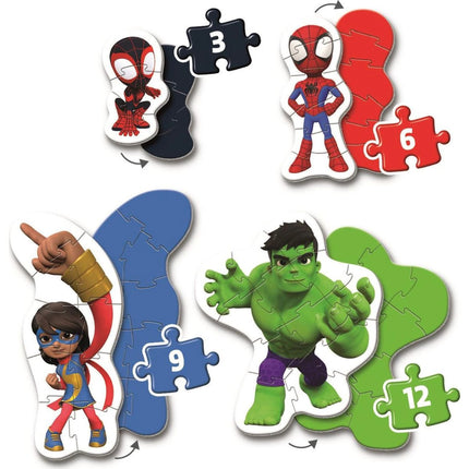 Meine ersten Puzzle 3, 6, 9 und 12 Teile Spidey Marvel - Spidey und seine Super-Freunde