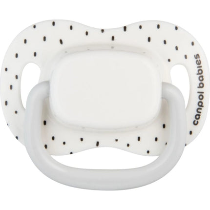 Set symmetrischer Silikonschnuller BabiesBoo 6 - 18m 2 Stk. weiß