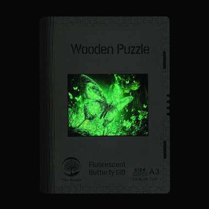 Holzpuzzle Schmetterling A3 GID leuchtend im Dunkeln