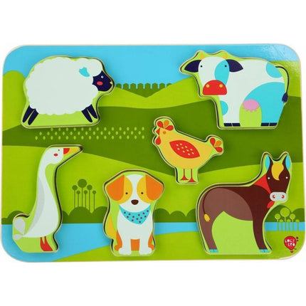 Bauernhoftiere Holz-Steckpuzzle 7 Teile