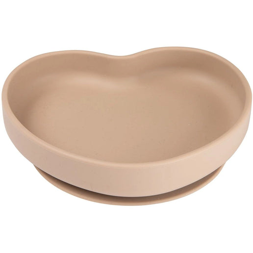 Silikonteller mit Saugnapf Herz beige